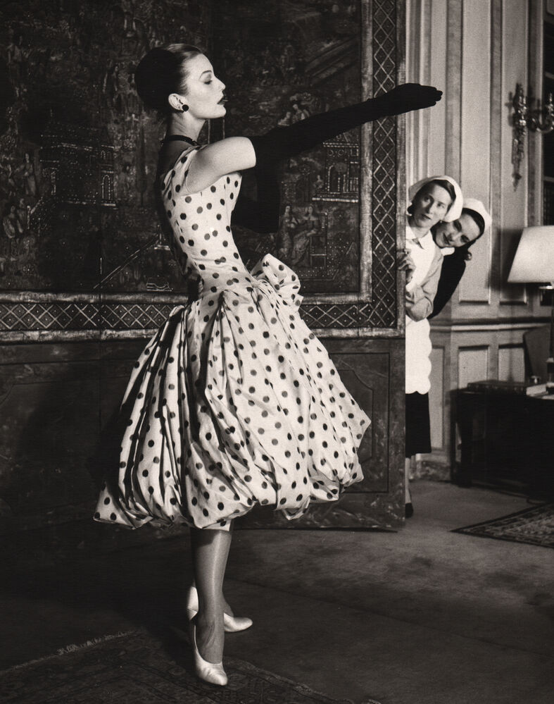 Mary Jane Russell in Dior dress, Paris