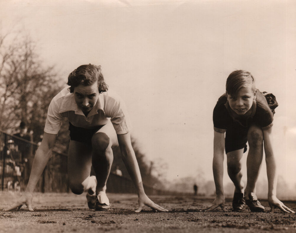 Two Champion athletes are in training at Charlton Park S.E (Miss E.M Hiscock and Bert Hutchinson)