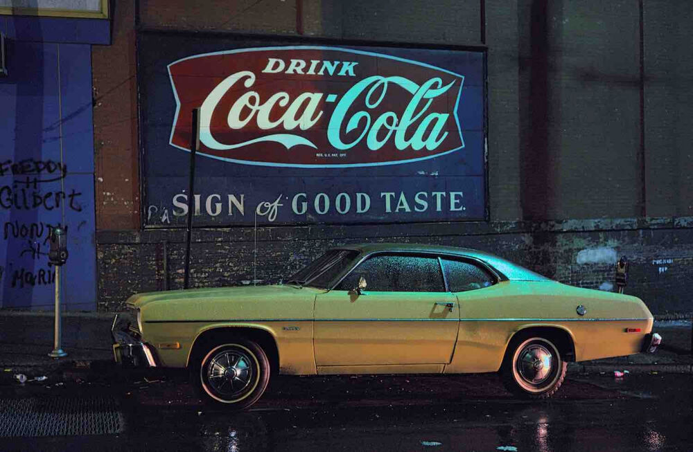Sign of Good Taste car, Plymouth Duster, Hoboken, NJ